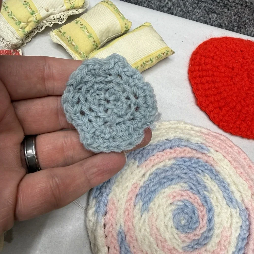 Vintage dollhouse‎ miniature rugs pillows door mats lot